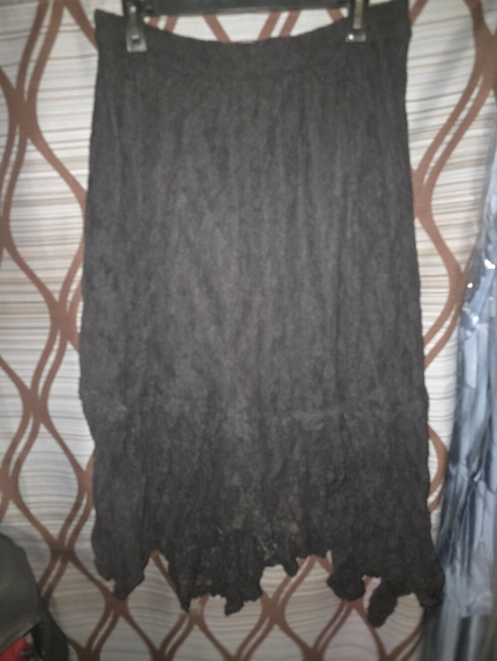 American Eagle Outfitters Black Maxi Skirt with Scalloped Hem
